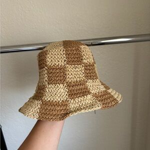 wicker checkered bucket hat